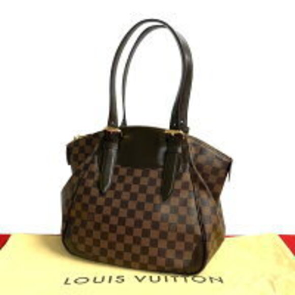 Louis Vuitton Handbags - Louis Vuitton Verona Damier Leather Tote Bag Brown